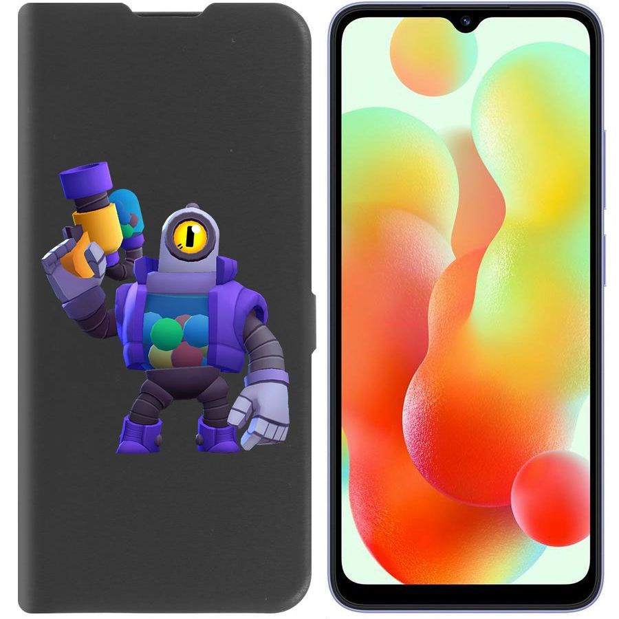 

Чехол-книжка Krutoff Eco Book для Xiaomi Redmi 12C Brawl Stars-Рико (черный)