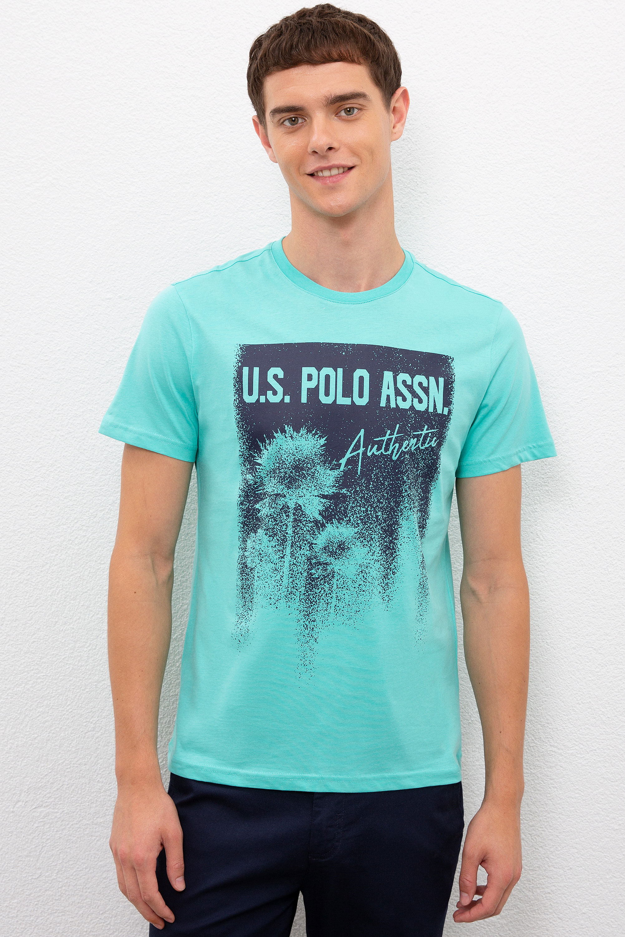 

Футболка мужская U.S. POLO Assn. G081GL0110ZAWO бирюзовая S, G081GL0110ZAWO