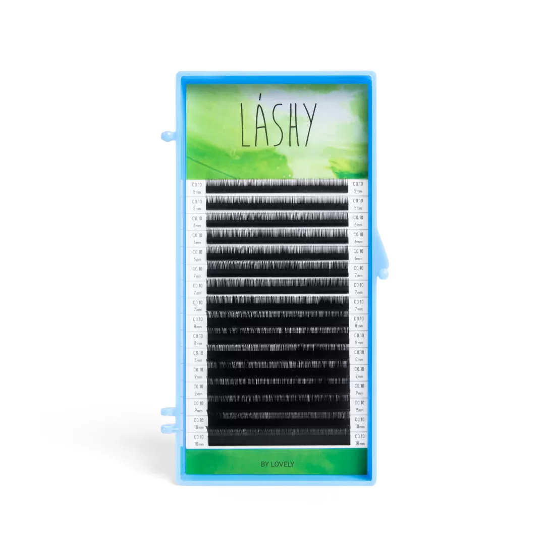 Ресницы чёрные LASHY GREEN 16 линий MIX C 0.10 7-12mm ресницы на ленте lashy green черные 16 линий c 0 10 13mm