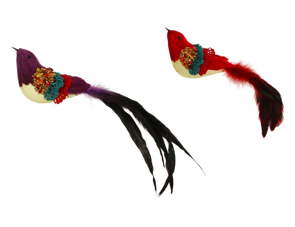 Елочная игрушка Edelman птичка с кружавчиками на клипсе 1064593 6,5 см разноцветный 1 шт.
