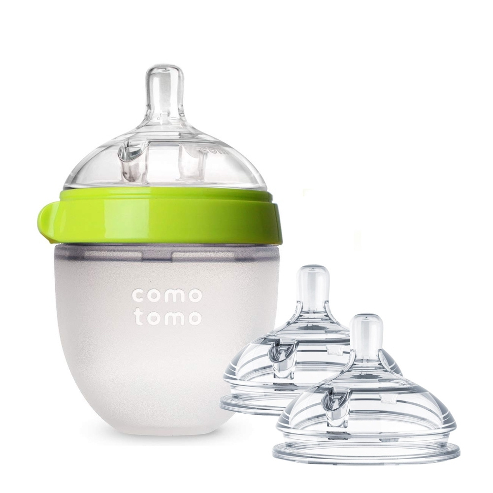 Набор Comotomo бутылочка для кормления зеленая 150 мл и комплект сосок 6+ 150green-NT3