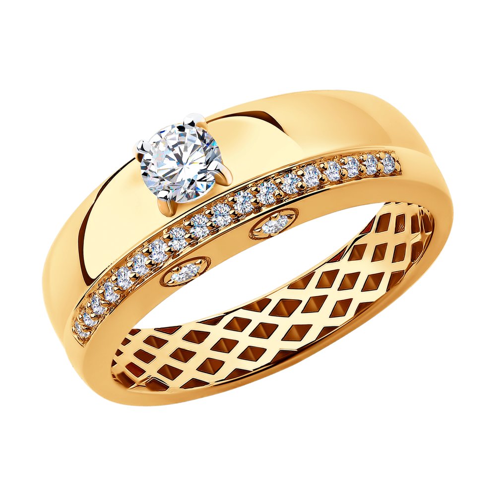 

Кольцо из красного золота с фианитом р 19.5 SOKOLOV 018263, 018263