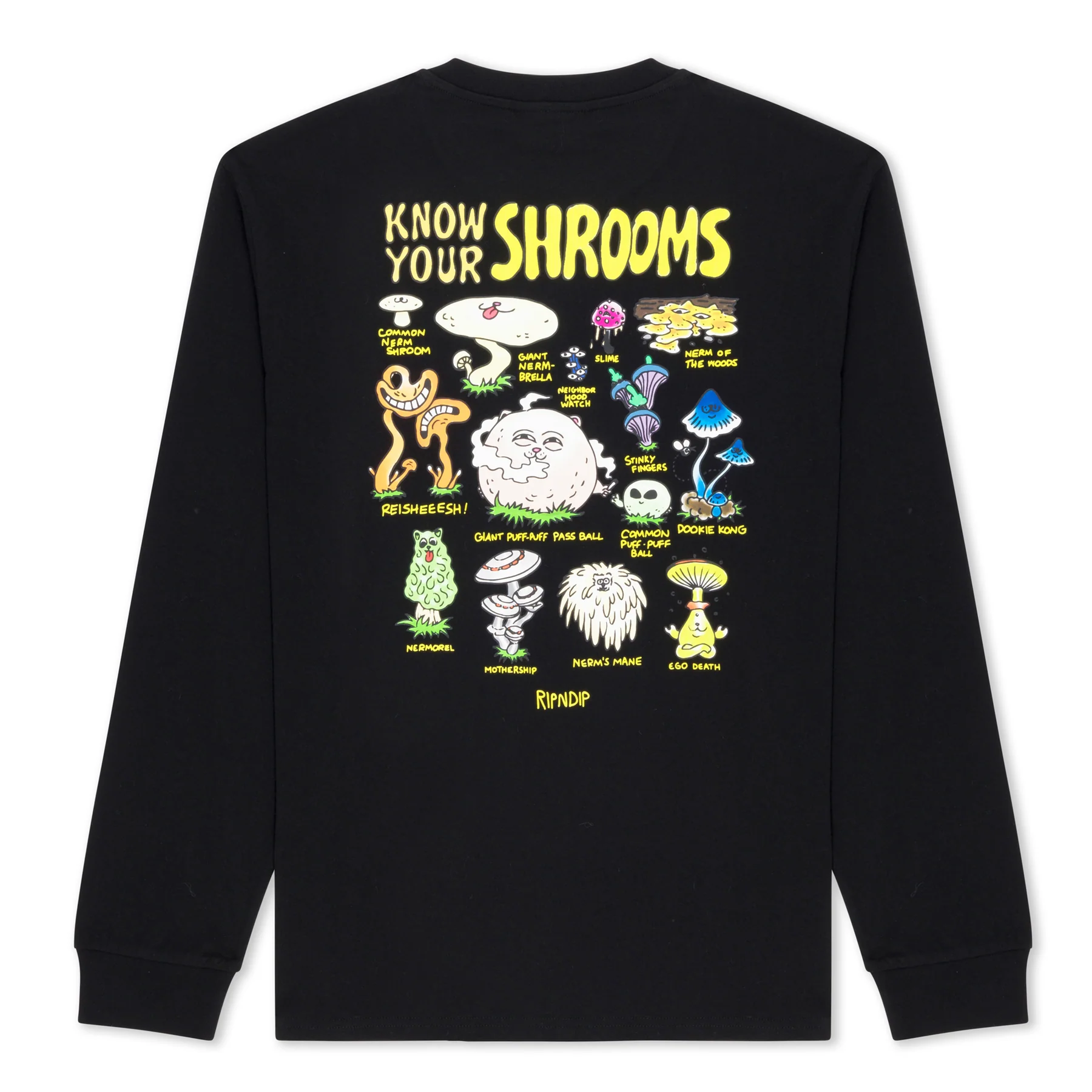 

Лонгслив унисекс Ripndip Know Ur Shrooms черный XL, Know Ur Shrooms