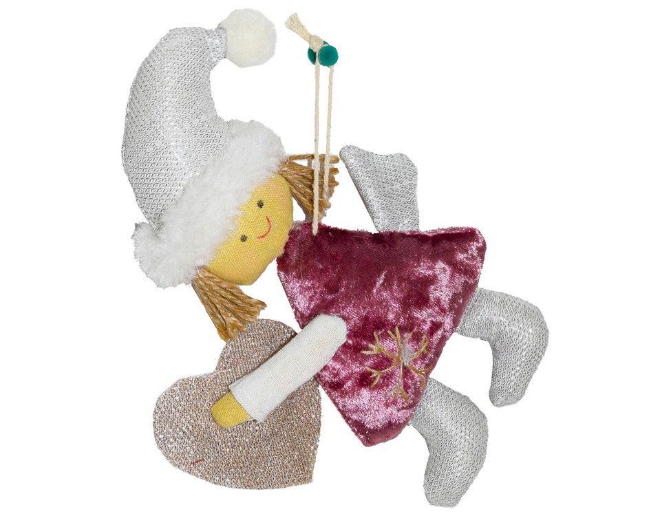 Елочная игрушка Due Esse Christmas сердечный ангелочек 11840755-04 20 см розовый 1 шт.