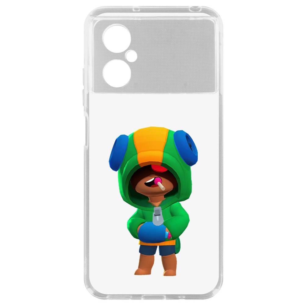

Чехол-накладка Кейс Brawl Stars-Леон для Poco M4 5G, Прозрачный