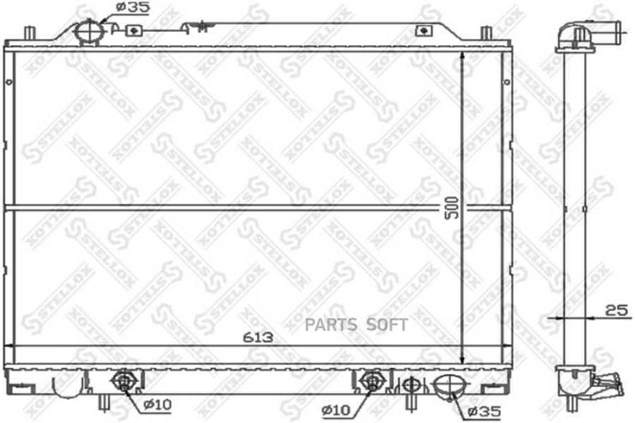 

STELLOX 10-25955-SX_радиатор системы охлаждения! АКПП\ Mitsubishi Space Gear 2.0/2.4/2.5TD