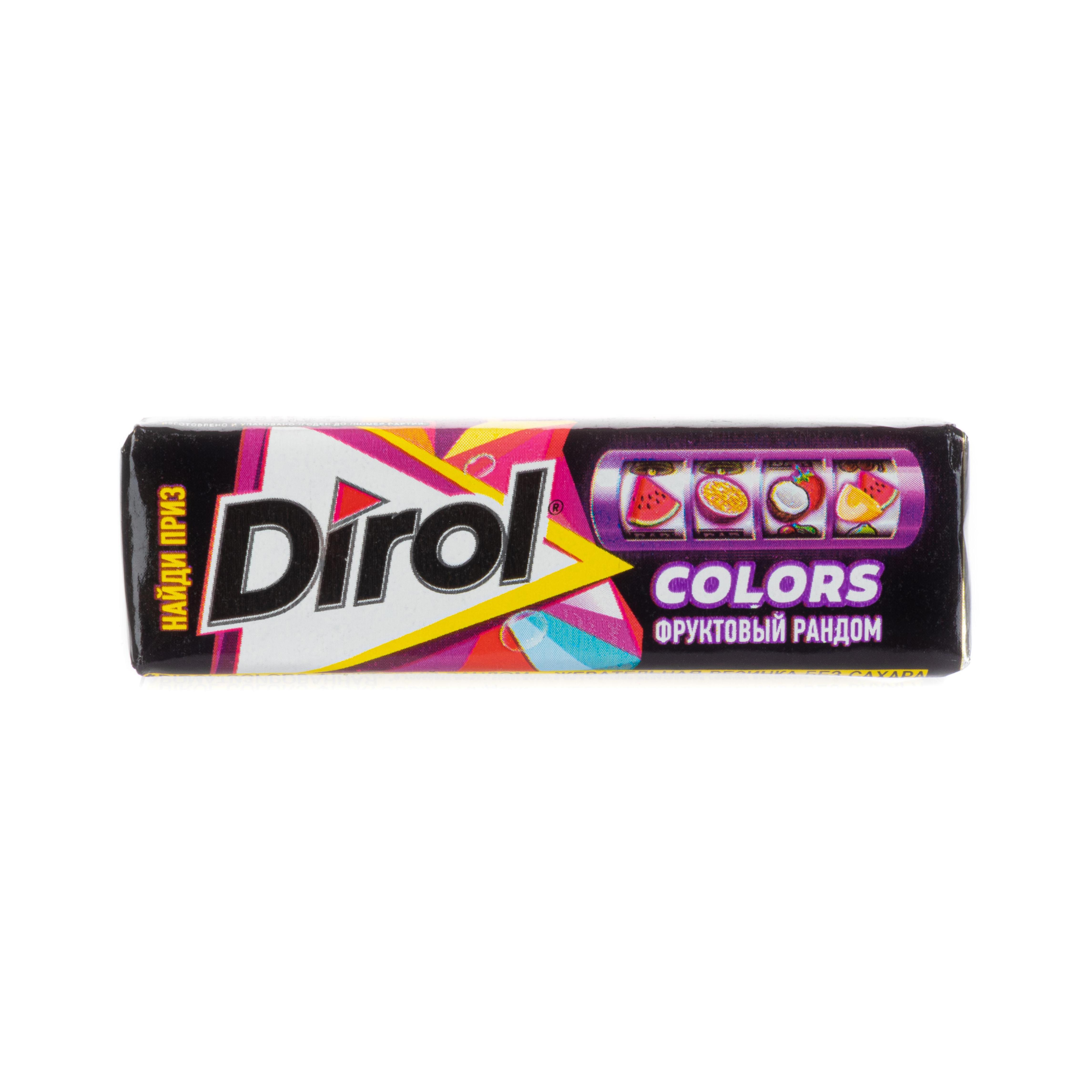 Жевательная резинка DIROL COLORS, Фруктовый рандом, Шоубокс, 13.6г * 30шт