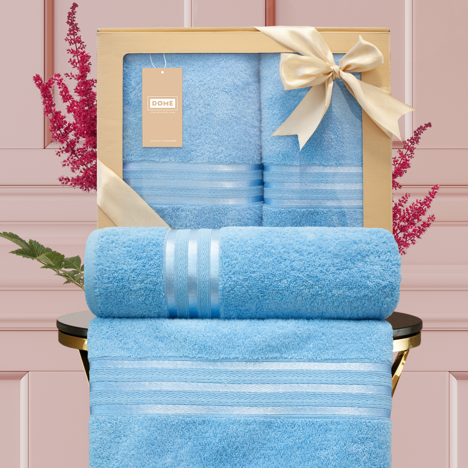 

Набор из 2 полотенец Dome Harmonika цвет: голубой (50х80 см, 70х130 см)