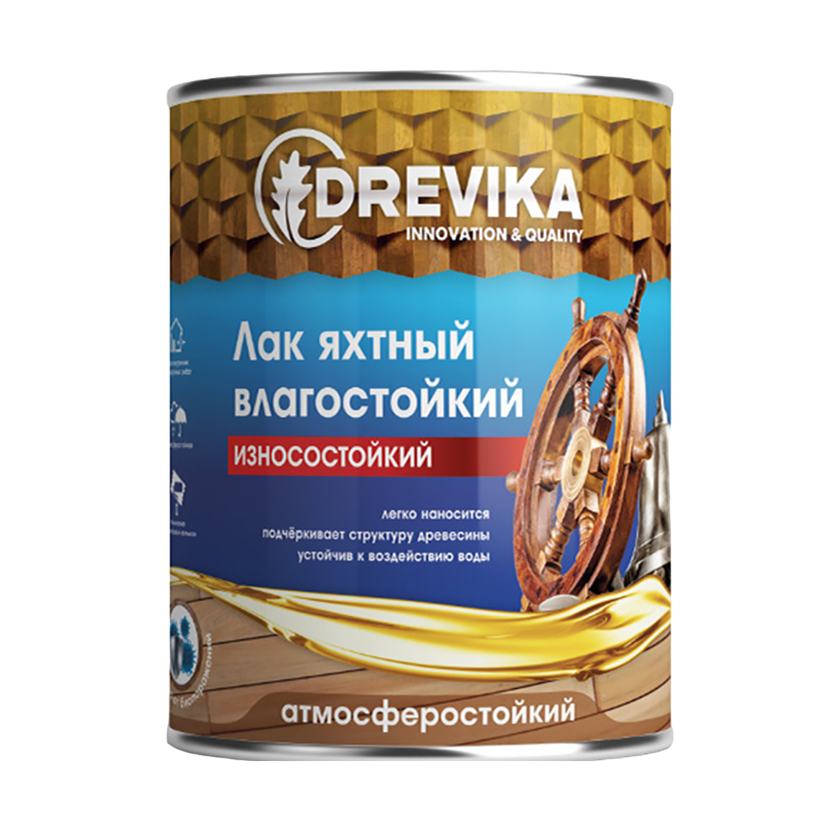 фото Лак яхтный drevika, алкидный, матовый, 1,8 кг