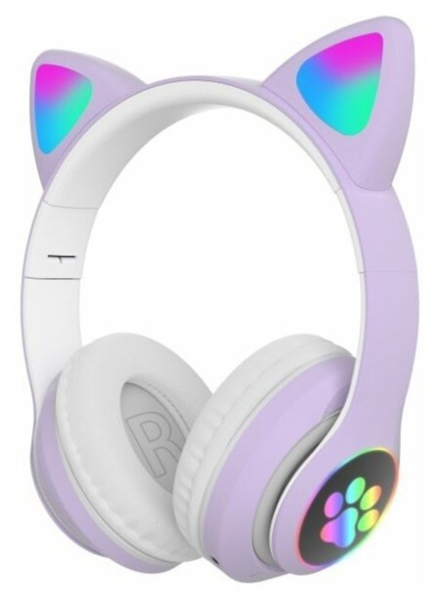 Детский гаджет Cat Ear Светящиеся детские беспроводные наушники с ушками Сиреневый catear4 наушники oppo enco air 3 фиолетовый