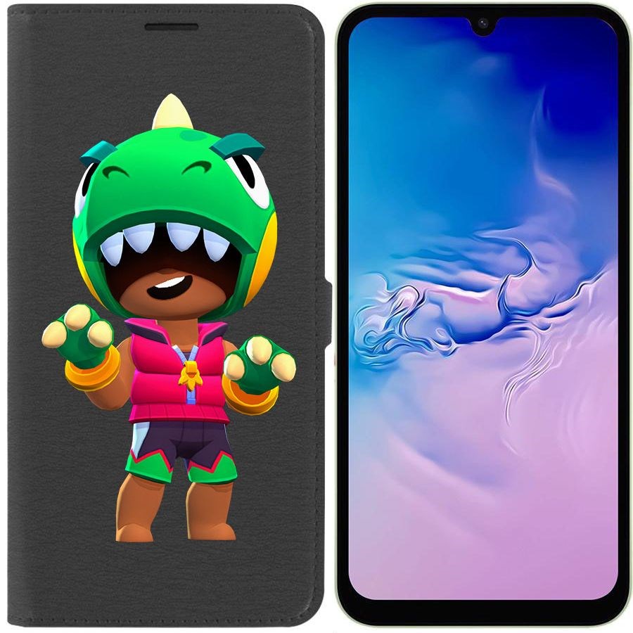 

Чехол-книжка Krutoff Eco Book для Samsung Galaxy A24 (A245) Brawl Stars-Дино Леон (черный)