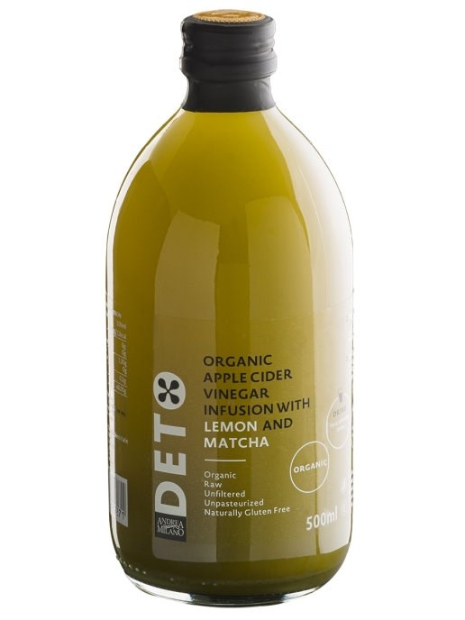 Уксус яблочный с лимоном и чаем матча DETO ANDREA MILANO нефильтрованный, 500 мл