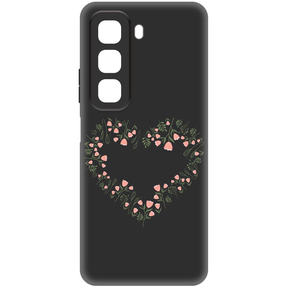 

Чехол-накладка Krutoff Soft Case Цветочное сердце для INFINIX Hot 50 черный