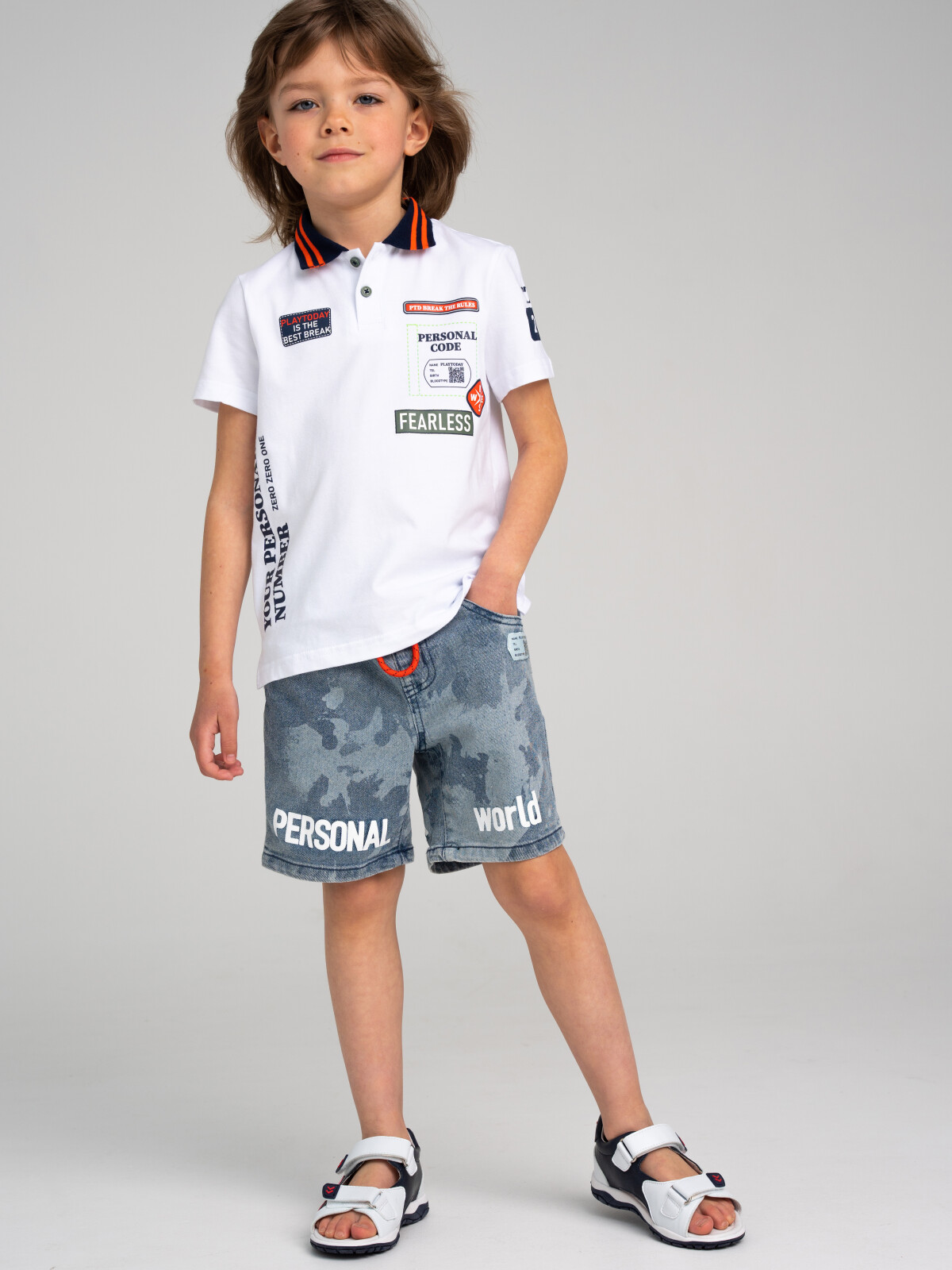 

Шорты детские PlayToday Kids 12312278, джинсовый, разноцветный, 110, Серый, 12312278