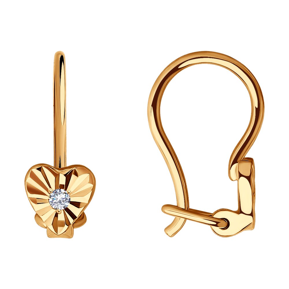 

Серьги из красного золота с фианитом SOKOLOV 029759, 029759