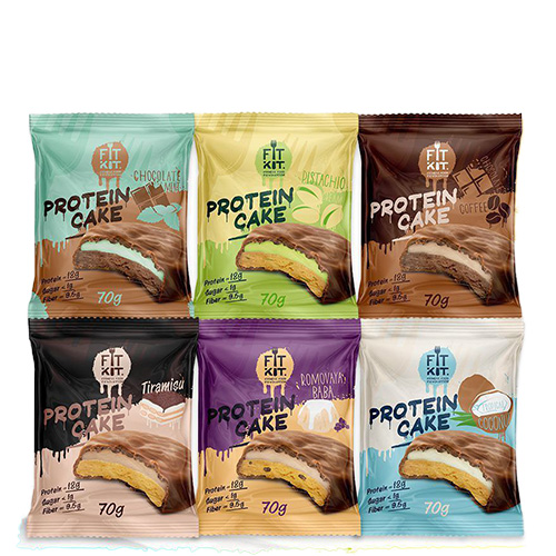 

Протеиновое печенье Fit Kit Protein Cake Ассорти №2, 6 шт по 70 г