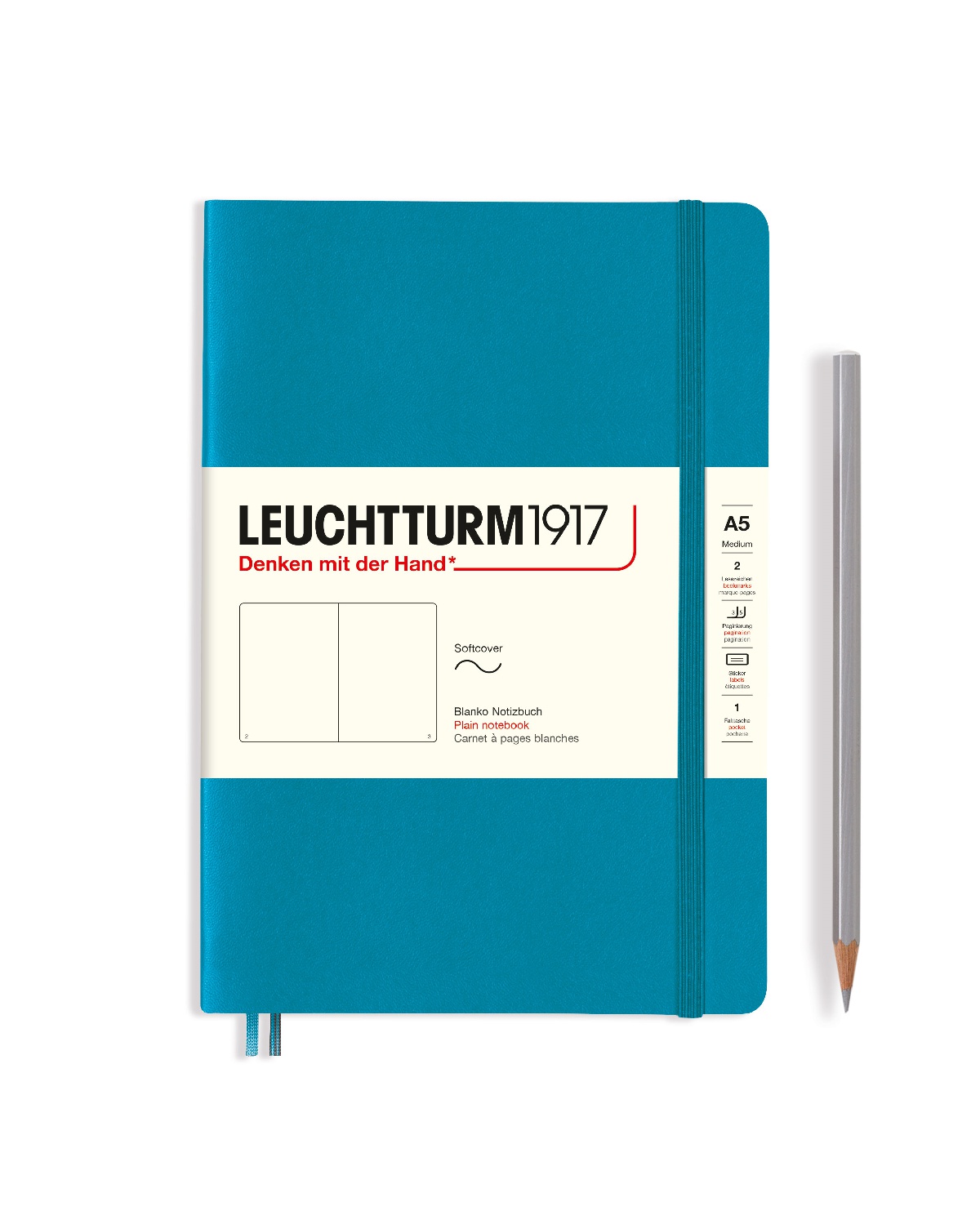 

Блокнот Leuchtturm Smooth Colours А5 (нелинованный) 61л синий океан мягкая обложка