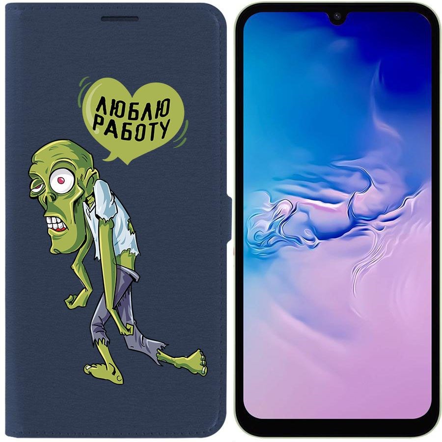 Чехол-книжка Krutoff Eco Book для Samsung Galaxy A24 (A245) Люблю Работу (синий)