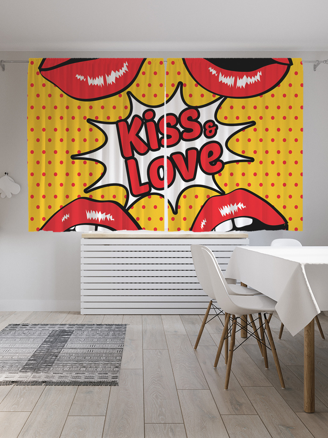 

Шторы с фотопечатью JoyArty "Поцелуй и любовь" из сатена, 290х180 см