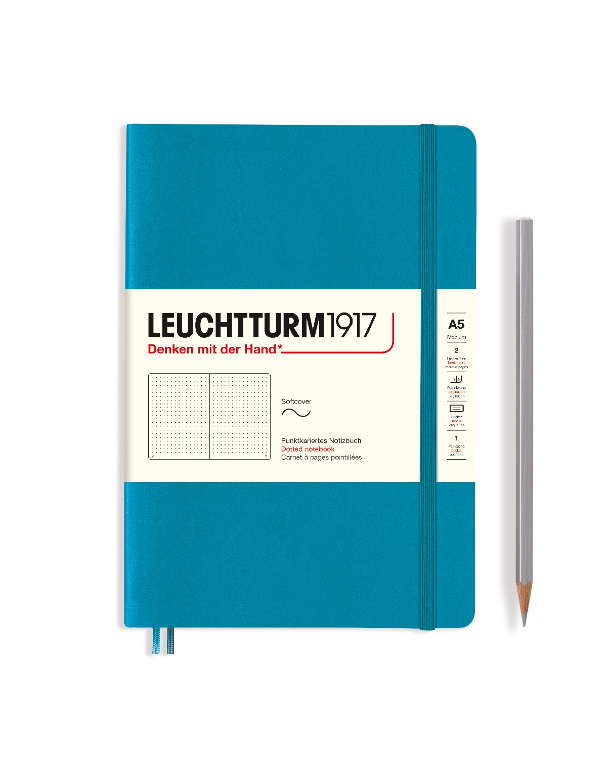 

Блокнот Leuchtturm Smooth Colours А5 (в точку) 61л синий океан мягкая обложка
