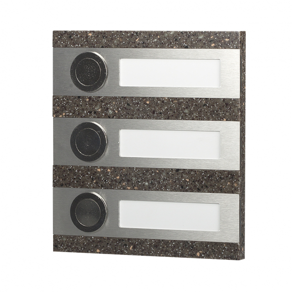 

Zamel Кнопка звонка интерьерная, тройная прямоугольная, нерж. сталь/коричневый искусств. к
