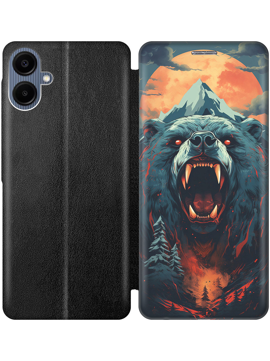 

Чехол-книжка на Samsung Galaxy A06 с принтом "Гризли при красной луне" черный, Черный;красный;синий, 786717513