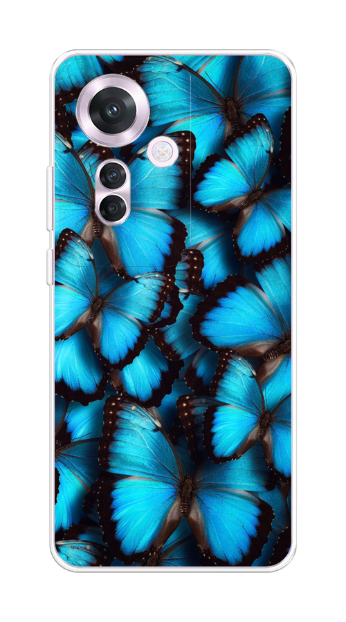 

Чехол на Oppo Reno 11F "Тропическая бабочка 2", Голубой;черный, 2516650-1