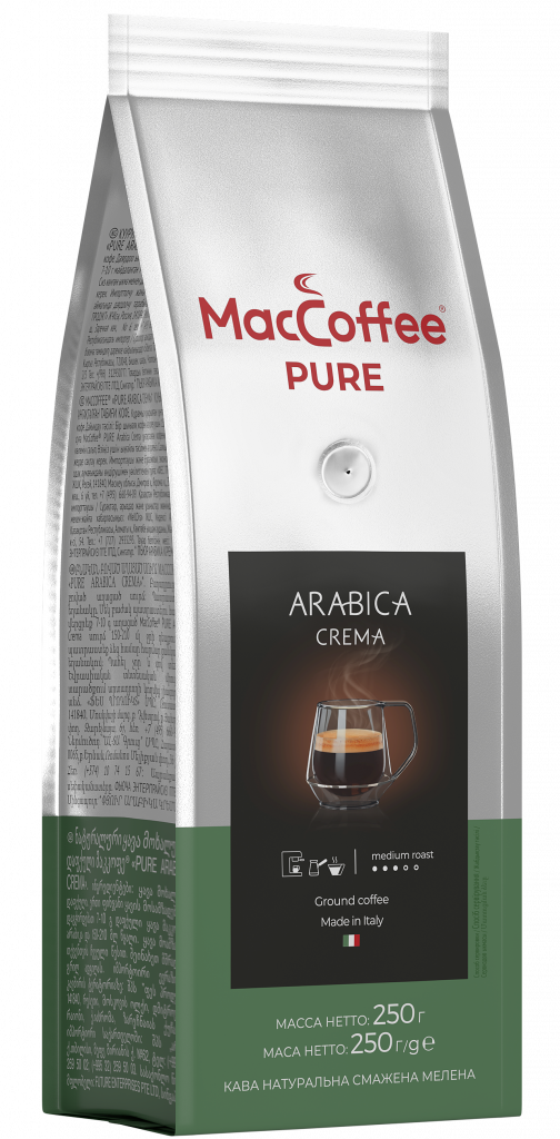 фото Кофе молотый maccoffee pure arabica crema, жареный, натуральный, 250 г (италия)