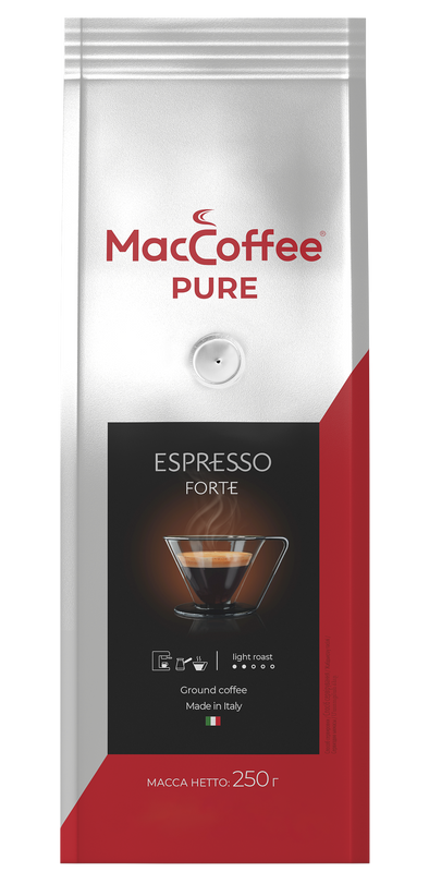 Кофе молотый MacCoffee Pure Эспрессо Форте, жареный, натуральный, 250 гр (Италия)