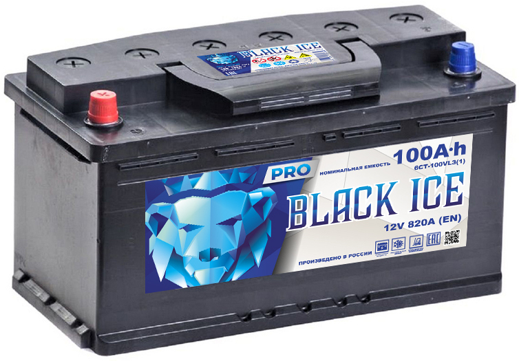 Автомобильный аккумулятор BLACK ICE Pro 6СТ-100.1 VL