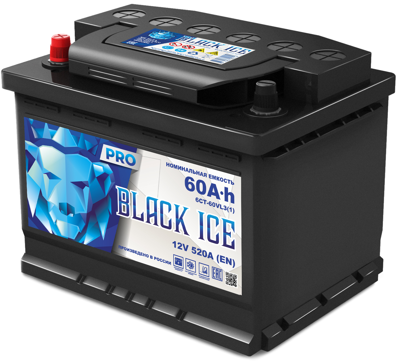 Автомобильный аккумулятор BLACK ICE Pro 6СТ-60.1 VL