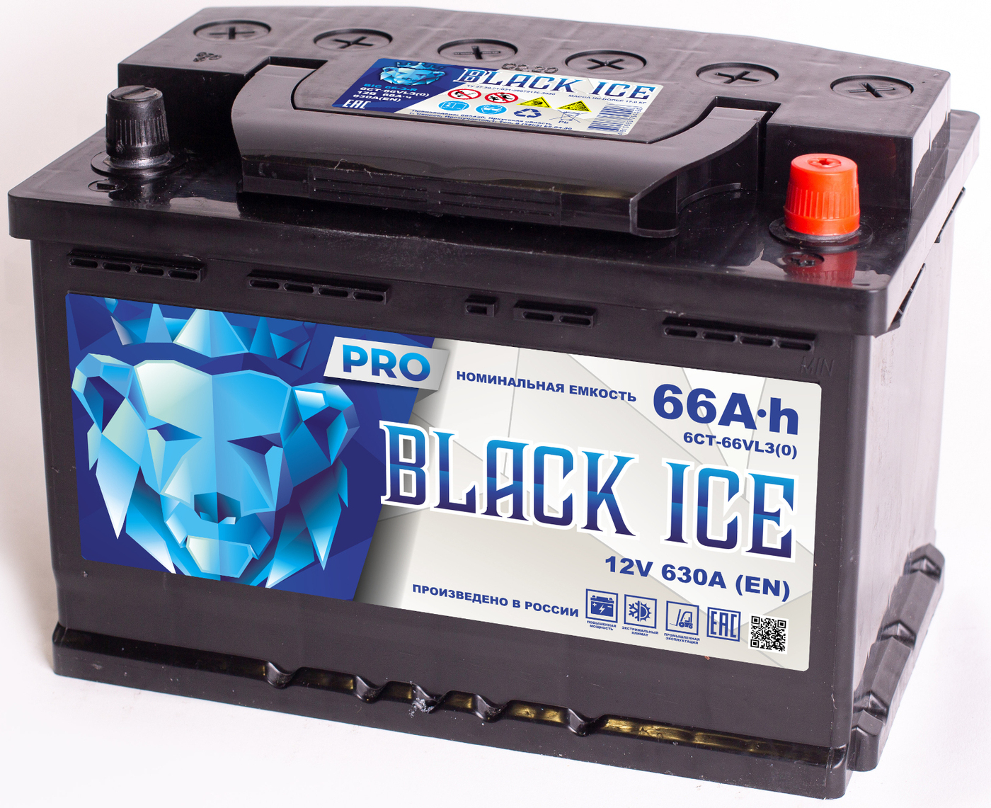 Автомобильный аккумулятор BLACK ICE Pro 6СТ-66.0 VL