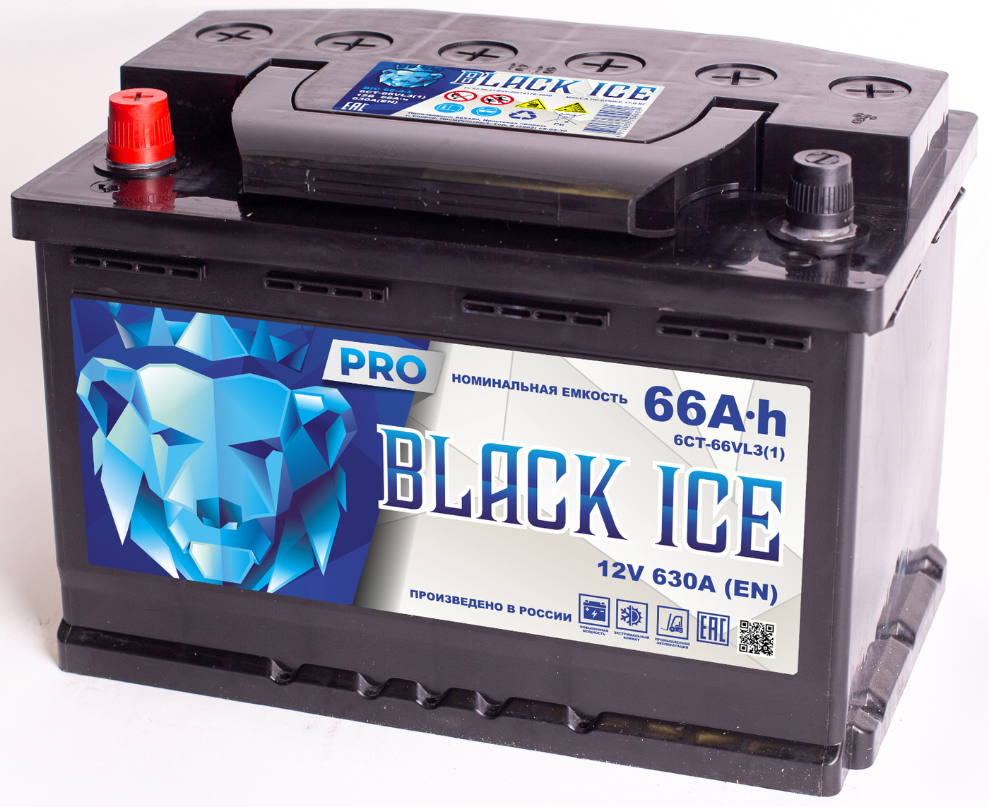 Автомобильный аккумулятор BLACK ICE Pro 6СТ-66.1 VL