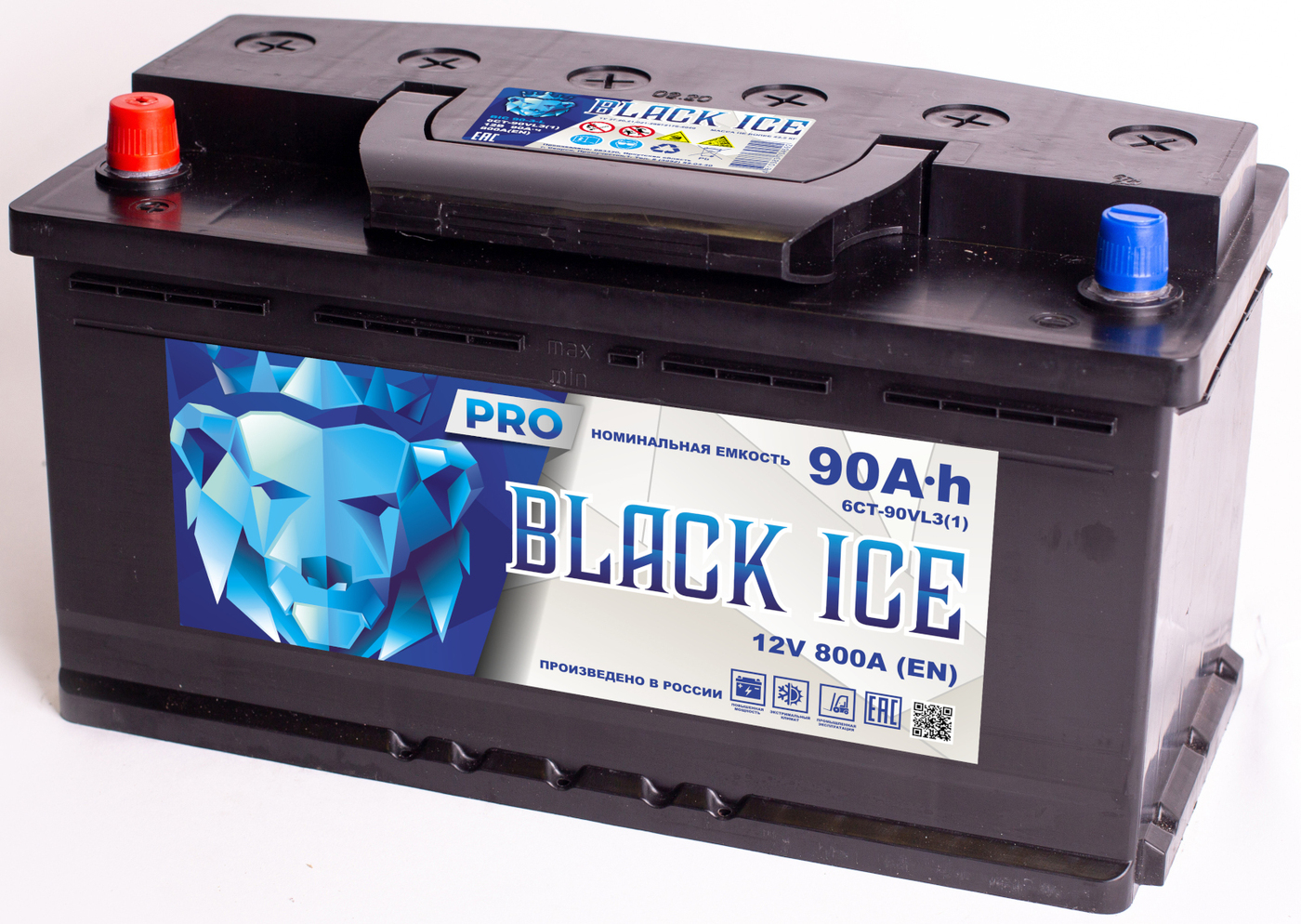 Автомобильный аккумулятор BLACK ICE Pro 6СТ-90.1 VL