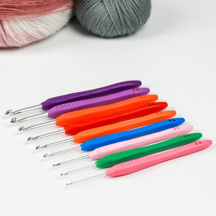 фото Набор крючков для вязания, d = 2-6 мм, 16 см, 9 шт, цвет разноцветный арт узор