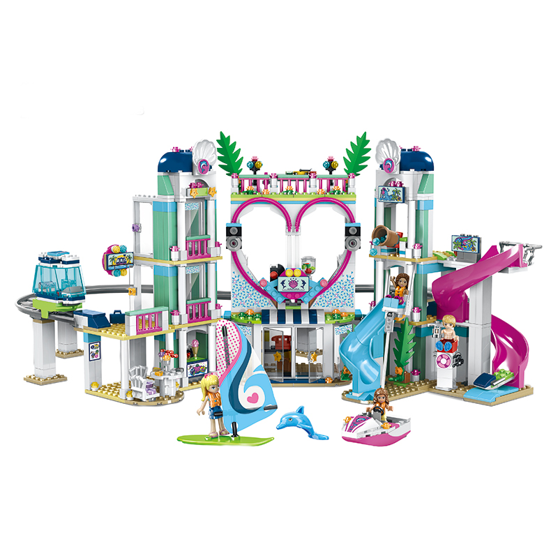 

Конструктор Френдс игровой, пластиковый подарочный набор Friends Курорт Хартлейк Сити, ...