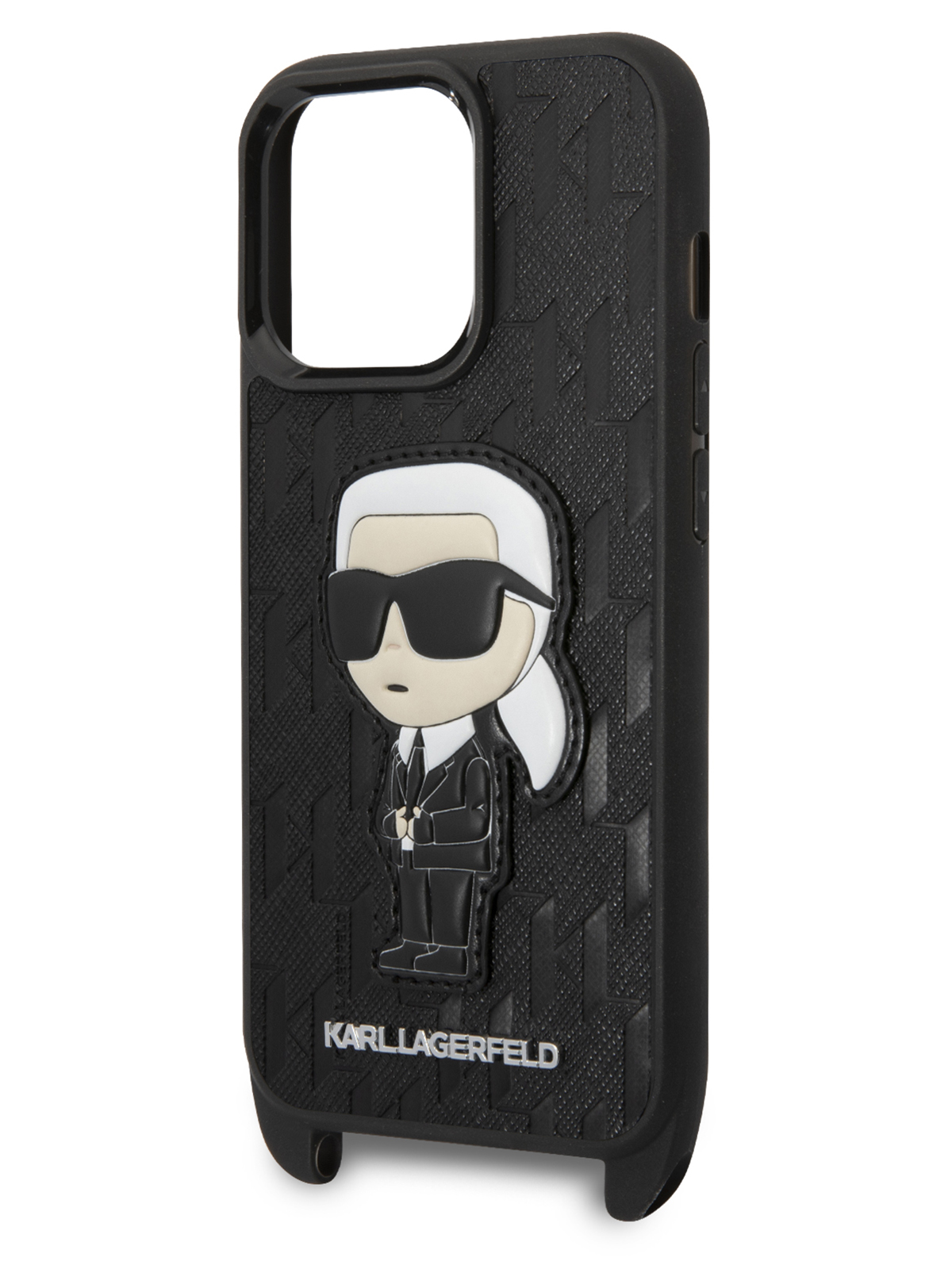 Чехол Karl Lagerfeld для iPhone 14 Pro Max из экокожи с ремешком, black