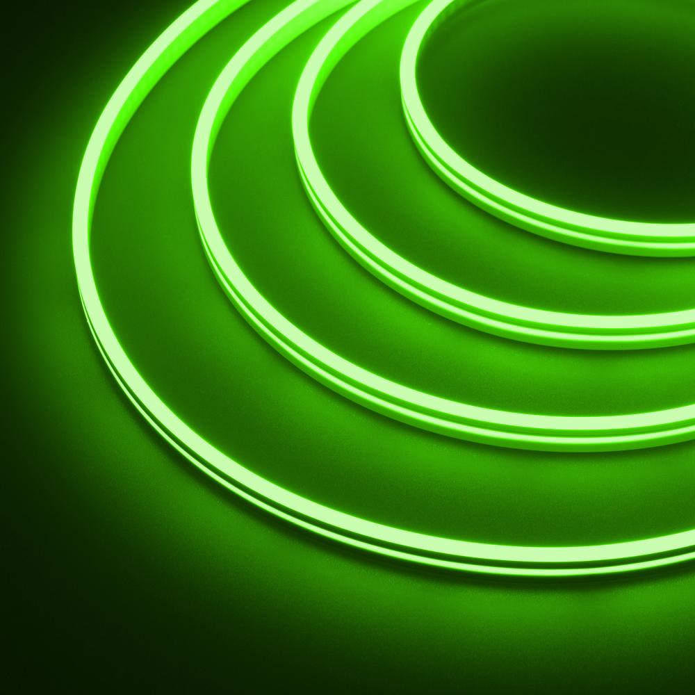 фото Светодиодная лента гибкий неон arlight 6.8w/m 168led/m 3528smd зеленый 5m