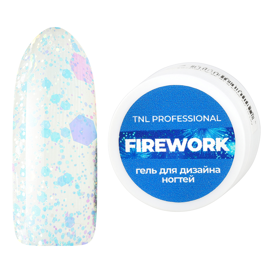 

Гель для дизайна ногтей TNL Firework №02 прозрачный залп, 5 мл, Разноцветный