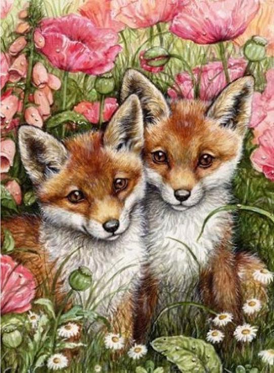

Алмазная вышивка Гранни Лисички, 27x38 см, Лисички