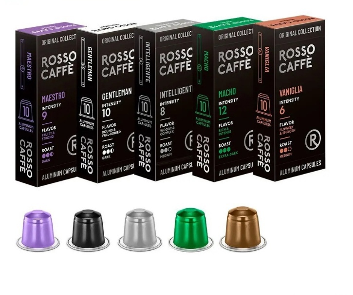 

Кофе в капсулах набор Rosso Caffe Select для Nespresso 5 вкусов 50 капсул