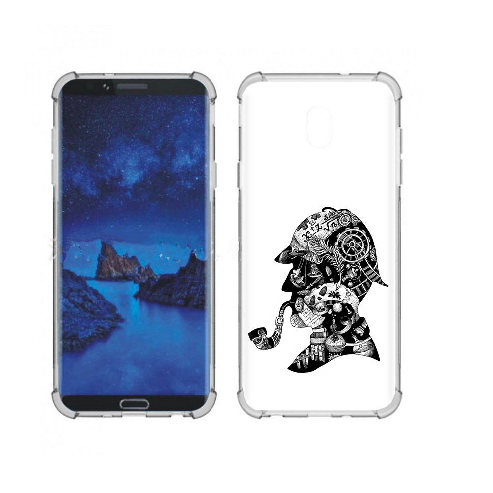 

Чехол MyPads Tocco для Samsung Galaxy J7 (2018) мужчина с трубкой абстракция, Прозрачный, Tocco