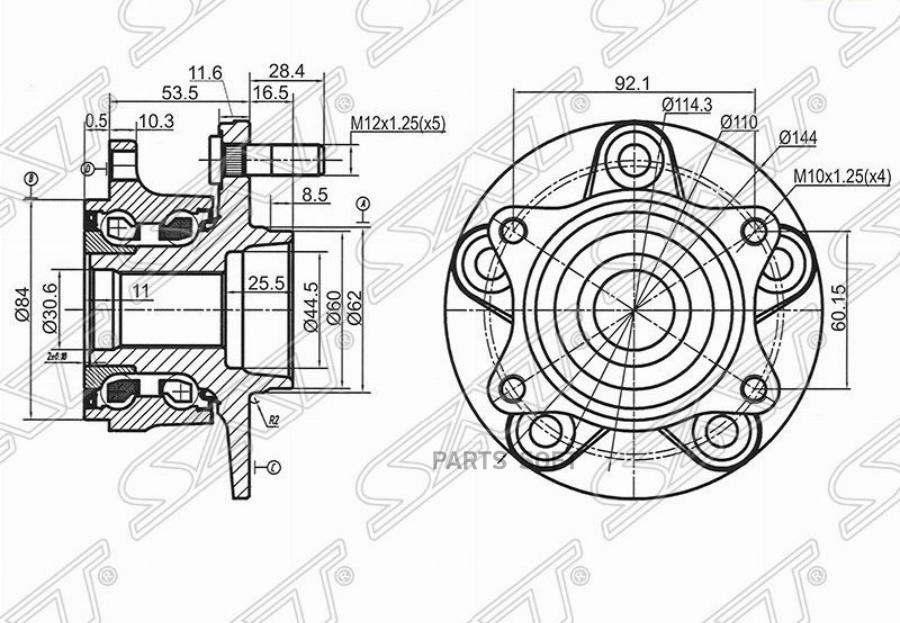 

SAT ST-43401-65J02 Ступичный узел перед/зад SUZUKI GRAND VITARA 05- 1шт