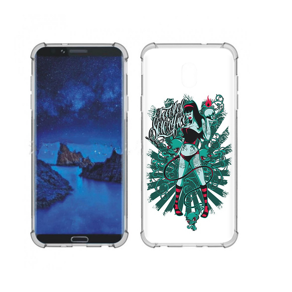 

Чехол MyPads Tocco для Samsung Galaxy J7 (2018) нарисованная девушка в татуировках, Прозрачный, Tocco