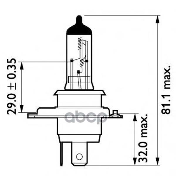 фото Лампа h4fit 24569 ra 24v 100/90w p43t-38 (картонная упаковка 1 шт.) philips 24569rac1