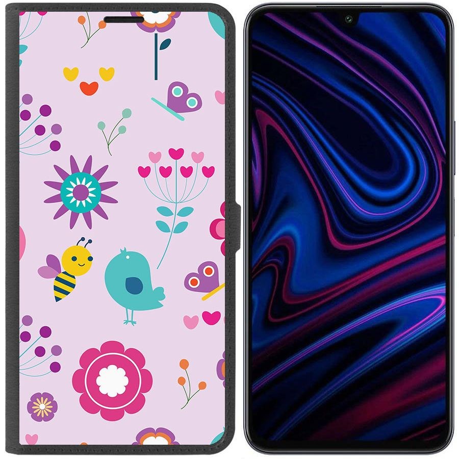 

Чехол-книжка Krutoff Eco Book для Infinix Note 12 Pro Цветочный паттерн 8 (черный)