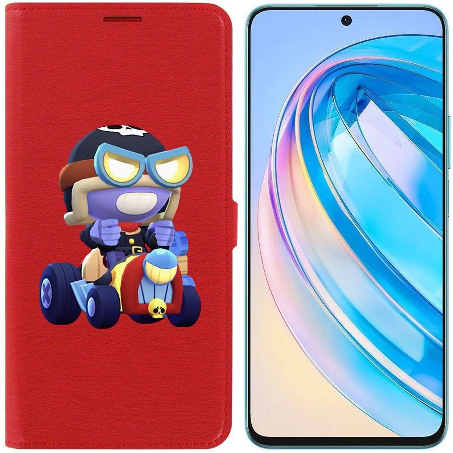 

Чехол-книжка Krutoff Eco Book для Honor X8a Brawl Stars-Безумный Карл (красный)