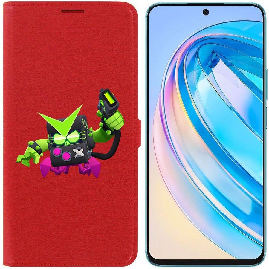 

Чехол-книжка Krutoff Eco Book для Honor X8a Brawl Stars-Вирус 8-БИТ (красный)