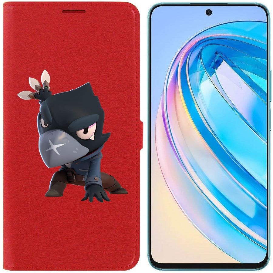 

Чехол-книжка Krutoff Eco Book для Honor X8a Brawl Stars-Ворон (красный)
