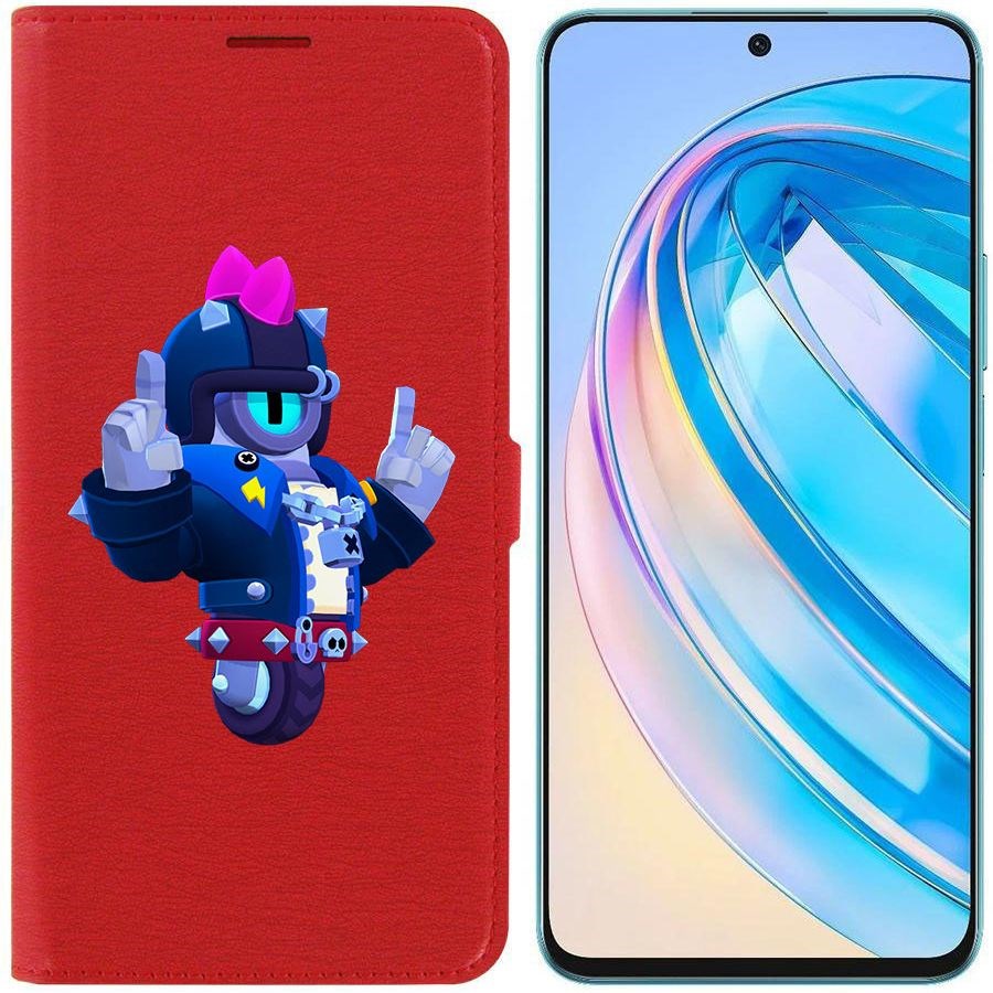 

Чехол-книжка Krutoff Eco Book для Honor X8a Brawl Stars-Дикий Сту (красный)